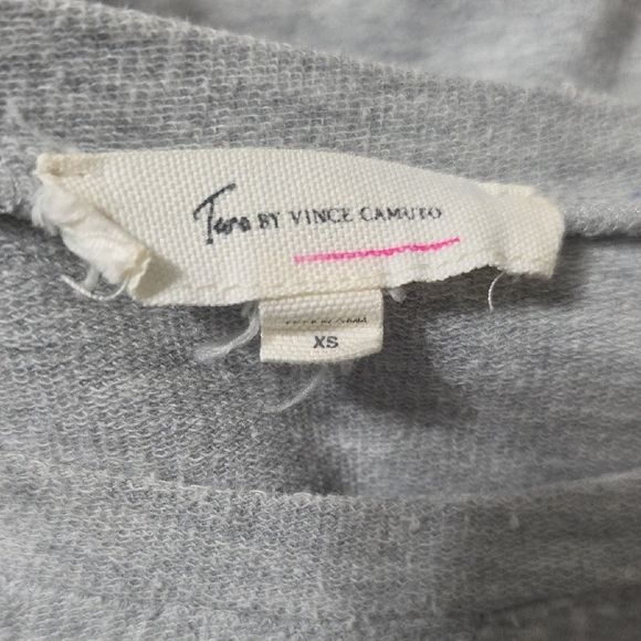 Two By Vince Camuto Heather Gray Short Sleeve Oversized Sweatshirt Top Size XS - Picture 4 of 5